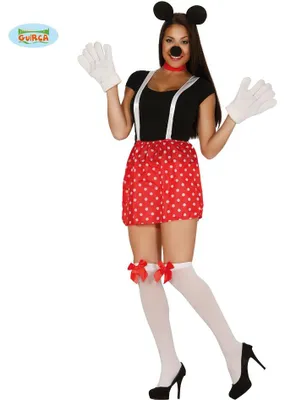 Produktbild von Maus Kostüm Set Tier Ohrenschmuck Karneval Outfit Punkt Muster Fantasie Erwachsene Karneval Zubehör Fasching Plüschnase Rot Weiß Schwarz, Farbe: Rot
