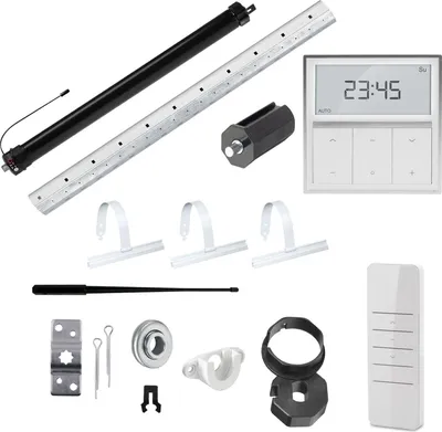 Produktbild von Komplett-Set | PR4 13/14-40 inkl. 1-Kanal Funk-Timer Exquisit Wandsender | 13Nm = Zugkraft bis 36Kg | 40mm Achtkant Welle | Wellenlänge 100 | Rolladenmotor, Rolladenantrieb