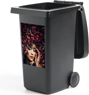 Produktbild von MuchoWow® Mülltonnenaufkleber Frau - Blumen - Henna - Porträt 40x60 cm - Mültonnen-sticker - Sticker - Aufkleber für die Mülltonne