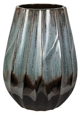 Produktbild von Blumenvase Romimex Blau Schwarz Blau/Schwarz aus Keramik 23 x 28 x 23 cm