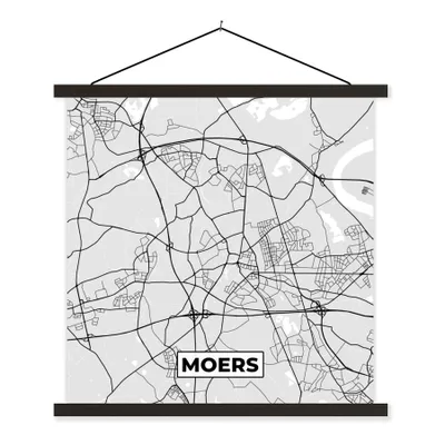 Produktbild von MuchoWow® Textilposter Karte - Deutschland - Stadtplan - Moers 40x40 cm mit schwarzem Rahmen - Fotos