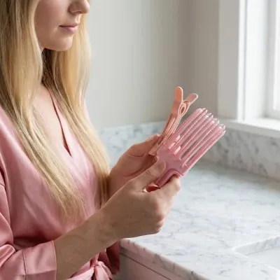 Productafbeelding van Drie-delige volumize haarspelden met kam voor de haaraanzet, roze