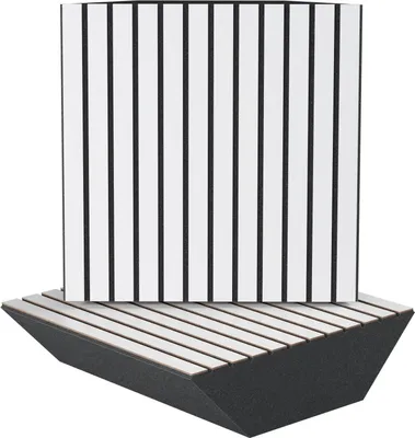 Zdjęcie produktu dla Zestaw 4 sztuk – Akustyczne panele basowe narożne | 50x50 cm | Absorpcja niskich częstotliwości do studiów nagraniowych i teatrów | Dyfuzja | [SLATO-150mm | Biały]