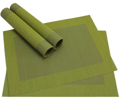 Imagen del producto de Manteles individuales BORDA, juego de 4, color verde oliva, ideales como decoración para la mesa