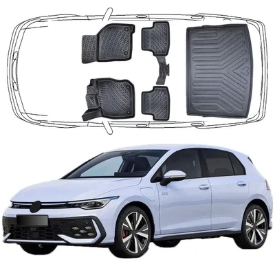Produktbild von 3D Auto Fußmatten & Obere Kofferraumwanne Set Kompatibel mit VW Golf VIII e-TSI Seit 2020