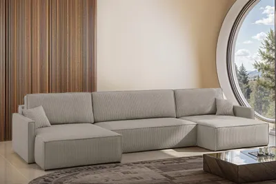 Produktbild von Wohnlandschaft mit Schlaffunktion Sofa LOUIS Stoff Scala Hellgrau