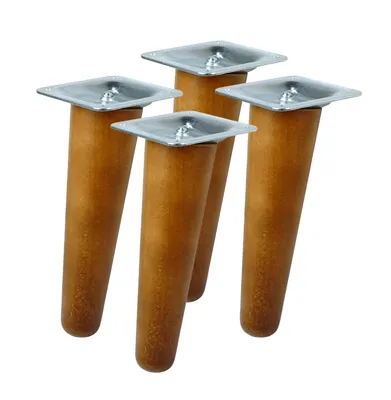Produktbild von Schräg Buchenbein UNIQ 12 cm mit Montageplatte Walnussfarbe 4 Stück