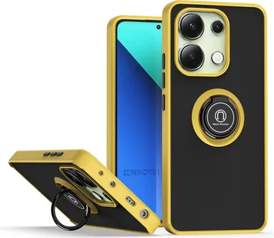 Produktbild von Hülle für Xiaomi Redmi Note 13 4G Ring Halter Ständer Matte Transluzent TPU Bumper Stoßfest Schutzhülle Gelb