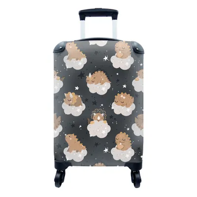 Produktbild von MuchoWow® Koffer Handgepäck Trolley Rollkoffer Kleine Reisekoffer mit 4 Rollen - Muster - Jungen - Dino - Kinder - Cabin Size < 55x40x23 cm & 55x40x20 cm - Kinderkoffer - Kabinenkoffer - Boardgepäck - Reise-Box - Reisekoffer - Reisegepäck - Koffer mit Bild - Trolley für Kinder