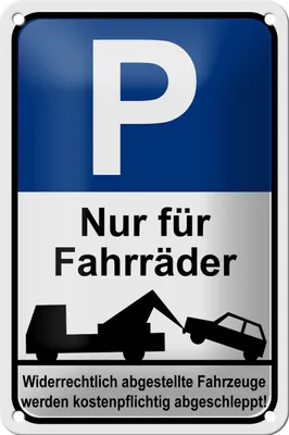 Produktbild von Blechschild Parken 12x18cm Parkplatzschild nur Fahrräder