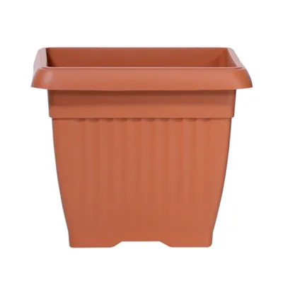 Produktbild von Blumentopf Quadratischer Übertopf Blumenkasten Abmessungen 15 cm x 15 cm x 13 cm Volumen 1,7 l Farbe Terrakotta Kunststoff groß Pflanzkübel traditionell