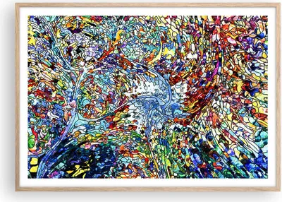 Produktbild von Gerahmtes Poster - Rahmen in heller Eiche - Abstraktion modern - 100x70 cm - Wand Bild - Wanddeko - Wandbilder - Wandposter - Bilderrahmen - Bilder - Kunstdruck - Wandbild - P2NAA100x70-4045