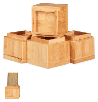 Obrázok produktu pre Relaxdays Podložky pod nábytok, sada 4 ks, zvýšenie o 8,5 cm, na stoly, stoličky a iný nábytok, VxŠxH 10x11,5x11,5 cm, prírodná farba