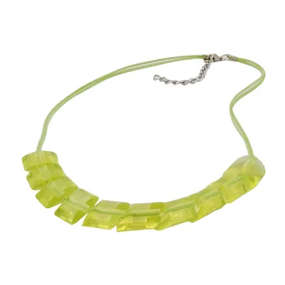 Produktbild von Kette Schrägperle Kunststoff kiwigrün-transparent Kordel hellgrün 45cm hellgrün 20x15mm