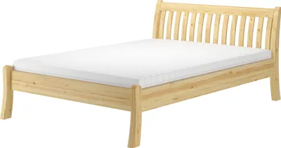 Produktbild von Modernes Doppelbett 160x200 cm Kiefer massiv Beine geschwungen Zubehör wählbar V-60.61-16Federholzrahmen und Matratze inkl.