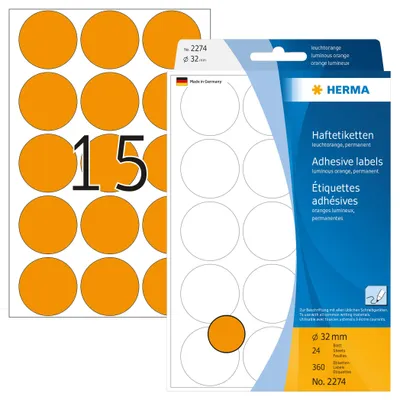 Immagine prodotto di HERMA Markierungspunkte, Durchmesser: 32 mm, leuchtorange