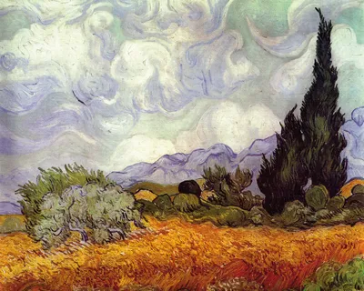 Obrázok produktu pre Vincent Van Gogh Art Print Obraz - Pšeničné pole s cyprusmi, 1889 (40 x 50 cm)
