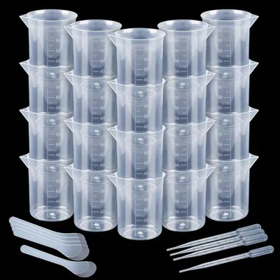Image de Jeu de 20 gobelets doseurs de 100 ml, avec agitateurs et pipettes, pour résine époxy