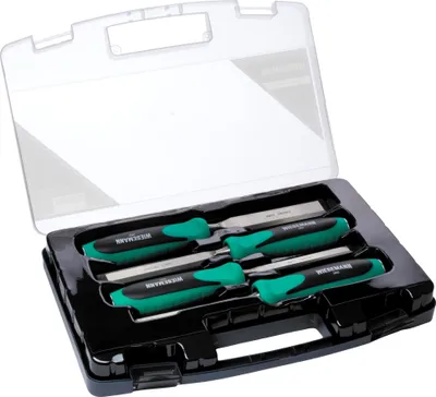 Immagine prodotto di Set di 4 scalpelli in acciaio inox Q30 da 8, 12, 20, 26 mm con pratica custodia della serie WIESEMANN 1893 I ENSUREI 81291