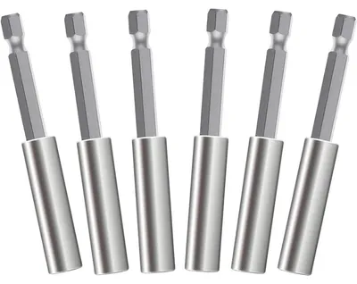 Image de Kit de fixation pour embouts de vissage, 6 pièces, 60 mm, 1/4", à changement rapide, en acier inoxydable