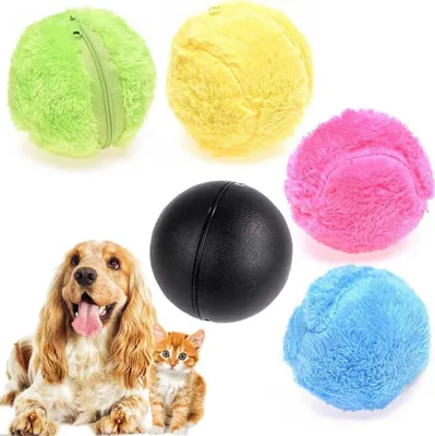Produktbild von Hundeball Elektrisch, Aktiver Rollball für Hunde Interaktiver Ball für Hunde Automatischer Rollender Ball mit 4 Plüschbezüge Springender Ball für Hunde für Welpen/Kleine/Mittlere Hunde