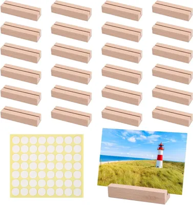 Produktbild von Holz Kartenhalter 24 Stück, Doppelseitiges Klebeband, Namensschild Foto Halter, für Hochzeiten, Partys