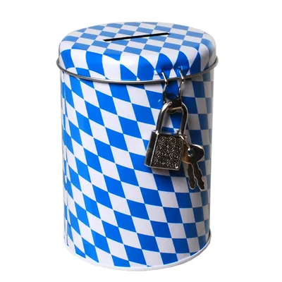 Produktbild von 1 Spardose Mit Schloss & Schlüssel Metall Bayrisch Raute Deko