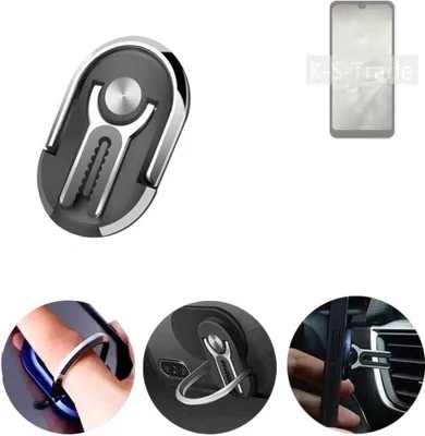 Produktbild von K-S-Trade 3in1 Smartphone-Ring Handy-Ring kompatibel mit Sharp Aquos Wish2 Fingerhalterung  Handyring Tischständer Lüftungsgitter-Halterung Tisch