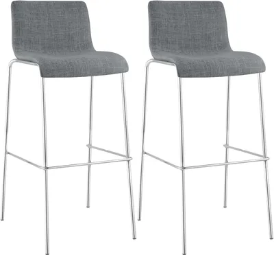 Produktbild von CLP 2er Set Barhocker Hover stapelbar Stoffbezüge Vierfußgestelle bis 150 kg hellgrau Gestell Farbe chrom