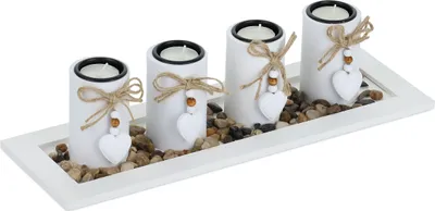 Produktbild von relaxdays Teelichthalter mit Tablett & Steinen