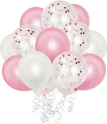 Produktbild von Babyparty Luftballon Set Mädchen "It's a Girl" Konfetti Helium Baby Luftballons, Rosa