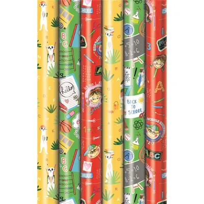 Produktbild von Geschenkpapierrolle, Back to School, 2 m × 70 cm, 3 Motive sortiert