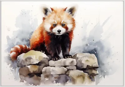 Produktbild von Wallario Wandbild Neugieriger Rotpanda, Größe: 70,30 x 100,30 cm, Poster mit weißem Kunststoffrahmen