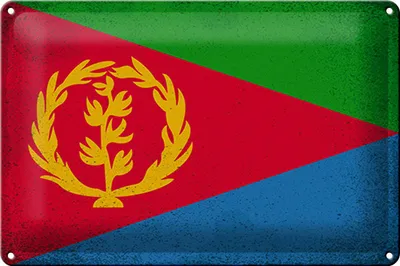 Produktbild von Blechschild Flagge Eritrea 30x20cm Flag of Eritrea Vintage