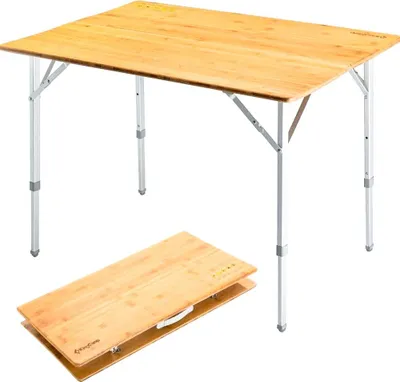 Produktbild von KingCamp Bambus Campingtisch Klapptisch mit 3 verstellbaren Höhen 4 Personen / 6 Personen