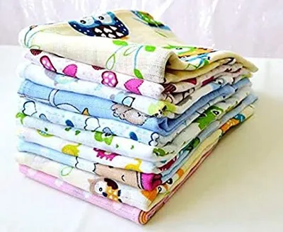 Produktbild von 10 Stück - Stoffwindeln Stoffwindel Mullwindeln Spucktuch Spucktücher mit buntem Aufdruck für Mädchen 60x80 cm  aus 100% Baumwolle
