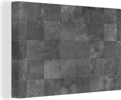 Produktbild von OneMillionCanvasses® - Leinwandbilder - 140x90 cm, Fliesen - Textur - Grau, Wandbilder Kunstdruck Wanddekoration - Foto auf Leinwand - Gemälde auf Holzrahmen