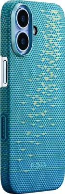 Image de Pitaka Ultra Slim Coque iPhone 17 – Compatible avec MagSafe – Bouton de contrôle de la caméra résistant aux rayures – Fabriqué à partir de fibre d'aramide de qualité aérospatiale - Bleu