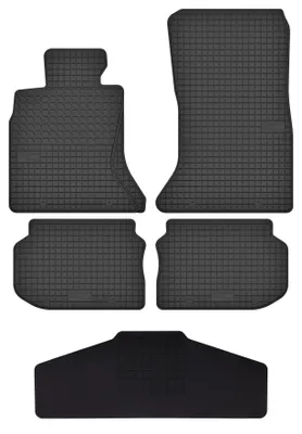 Productafbeelding van Rubberen automatten + tunnelmat voor BMW 5-serie F10 2010-2017 (sedan) – 5-delig, zwart, op maat – Wielganizator SolidTread