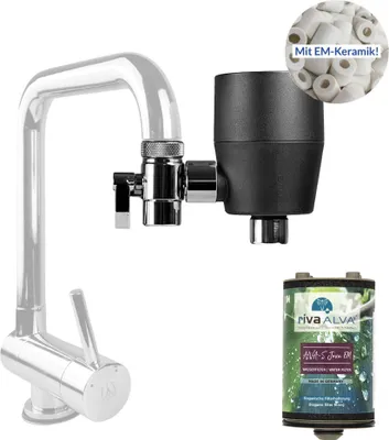 Produktbild von rivaALVA-S Jova EM Wasserfilter am Wasserhahn mit EM-Keramik - Schwarz