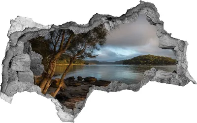 Produktbild von Selbstklebender Loch-3D-Aufkleber 95x73 cm Baum auf dem Fluss