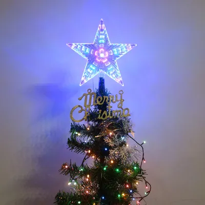 Produktbild von LED Weihnachtsbaum Topper Stern RGB Strenlicht Weihnachtsbaumspitzen 8 Blinkmodi Christbaumspitze Christbaumschmuck Weihnachten Dekoration