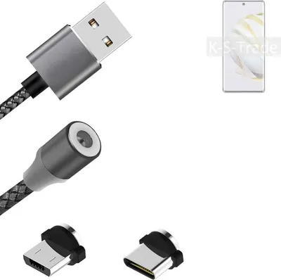 Produktbild von K-S-Trade Hochwertiges Magnet-Lade-kabel Sync-Kabel Daten-Kabel für Huawei nova 10 mit USB-Typ-C-Anschluss und Micro-USB-Anschluss 2A bis zu 480mbps