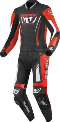 Zdjęcie produktu dla 2-częściowy skórzany kombinezon motocyklowy Berik Absolute GP2, czarny/neonowy czerwony/biały, 54