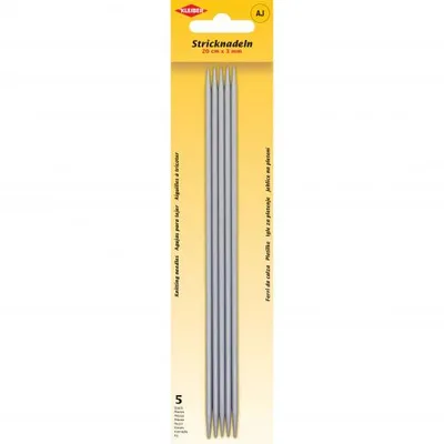Produktbild von KLEIBER Stricknadel-Set / Strumpfspiele 200 mm x 3,0 mm 5 Aluminium-Stricknadeln