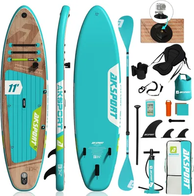 Obrázok produktu pre Nafukovacia stand-up paddleboard (SUP) s extra stabilnou konštrukciou a širokým dizajnom, vrátane kompletného príslušenstva pre vodné športy