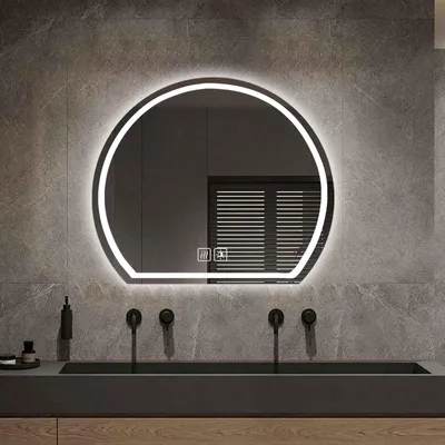 Zdjęcie produktu dla Lustro do łazienki LED AIORBER z oświetleniem, możliwość regulacji jasności, lustro ścienne z funkcją zapobiegającą parowaniu, dotykowy przełącznik, trójkolorowe światło, funkcja zapamiętywania ustawień, kolor srebrny, wymiary 70x63 cm