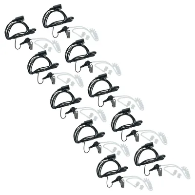 Produktbild von vhbw 10x Headset kompatibel mit Yaesu Vertex VX-351, VX-354, VX-400, VX-420, VX-410, VX-246, VX-414, VX-350 Funkgerät - schwarz, Akustikschlauch