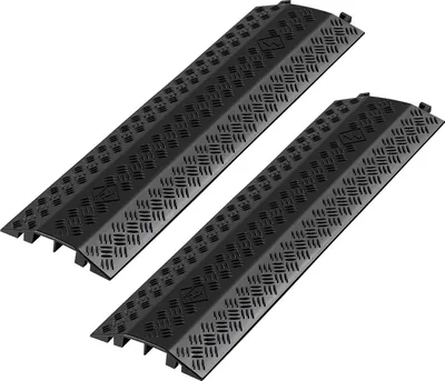 Zdjęcie produktu dla SucceBuy Mostek kablowy 975 mm, nacisk na oś 7938 kg, solidne zabezpieczenie przed najechaniem wykonane z PP, zabezpieczenie przed potknięciem i osłona podłogowa do progów, domu, biura i magazynu, zestaw 2 szt