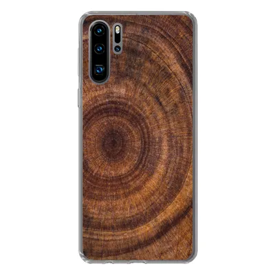 Produktbild von MuchoWow® Handyhülle Schutzhülle Hülle für Huawei P30 Pro Kreis - Holz - Ringe Silikon Softcase Handy Hülle - Schutzdeckel